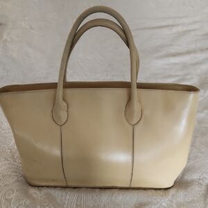 Furla Cream Leather Tote Bag